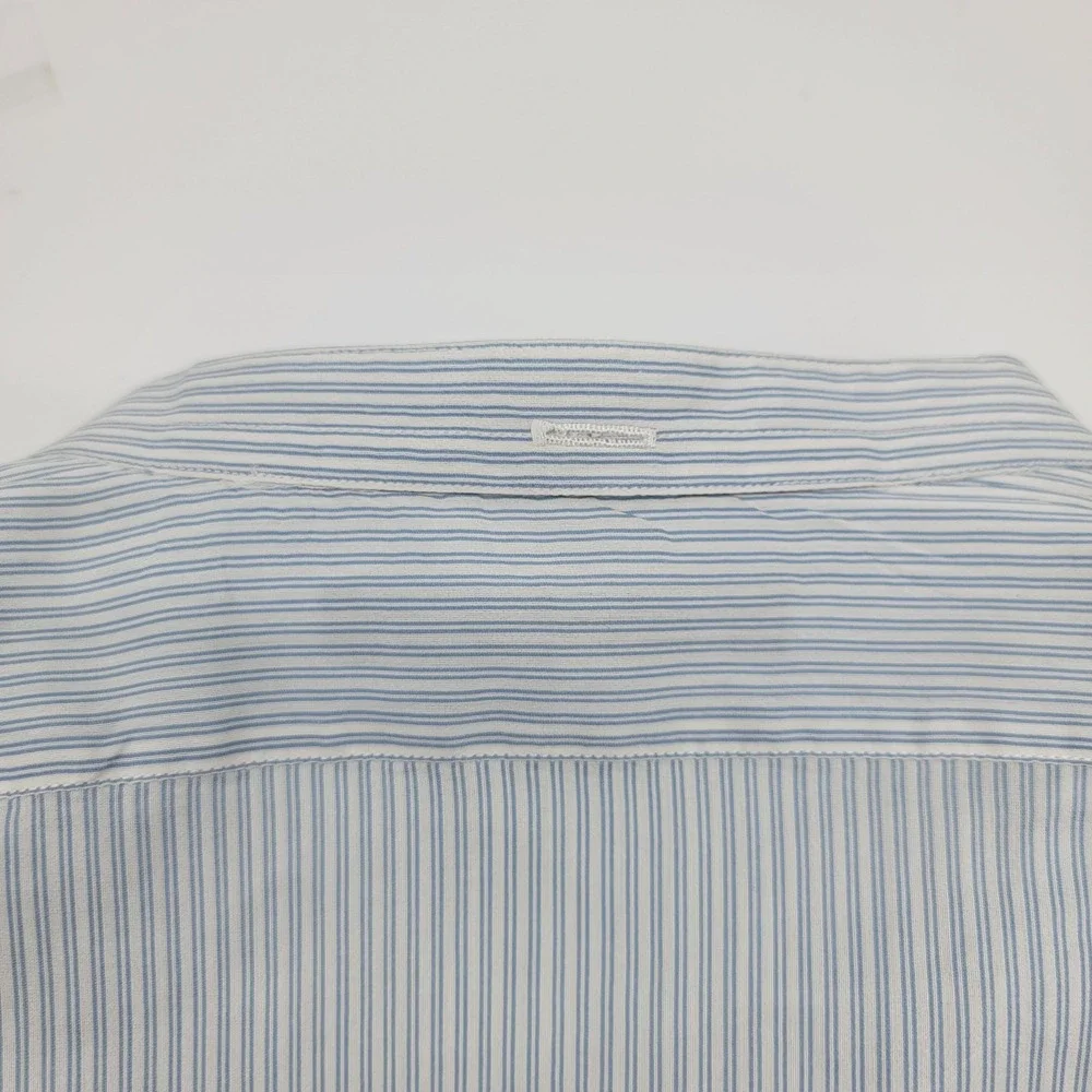 Gucci Mens Blue Striped Silk & Cotton Band Collar Dress Shirt Size 41 / 16 NICE!